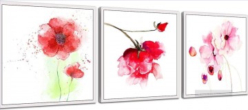 グループパネル Painting - セットパネルのピンクの花